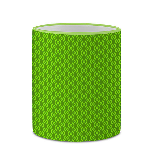 Кружка цветная Зеленые ячейки текстура / 3D-Светло-зеленый кант – фото 2