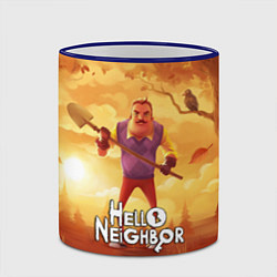 Кружка 3D Hello Neighbor Привет сосед Сосед с лопатой, цвет: 3D-синий кант — фото 2