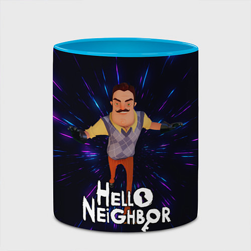 Кружка цветная Hello Neighbor Привет сосед Бегущий сосед / 3D-Белый + небесно-голубой – фото 2