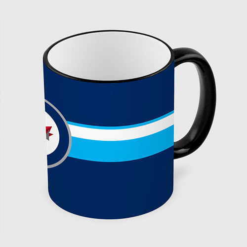 Кружка цветная Виннипег Джетс форма / 3D-Черный кант – фото 1