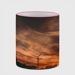 Кружка 3D Закатное небо и природа - Оранжевый, цвет: 3D-розовый кант — фото 2