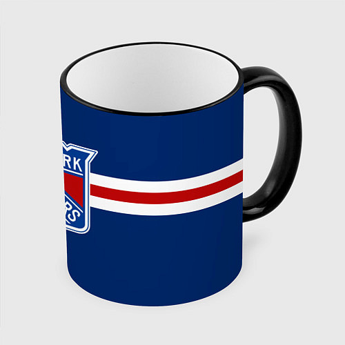 Кружка цветная Нью-Йорк Рейнджерс форма / 3D-Черный кант – фото 1
