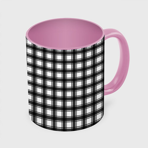 Кружка цветная Black and white trendy checkered pattern / 3D-Белый + розовый – фото 1