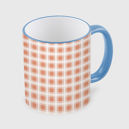 Кружка цветная Light beige plaid fashionable checkered pattern / 3D-Небесно-голубой кант – фото 1