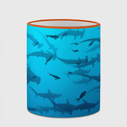Кружка 3D Акулы - океан, цвет: 3D-оранжевый кант — фото 2