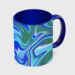 Кружка цветная Тай-дай с синим, зелёным и белым цветом