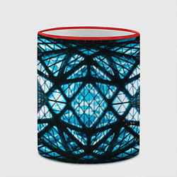 Кружка 3D Неоновые абстрактные фигуры и фонари - Синий, цвет: 3D-красный кант — фото 2