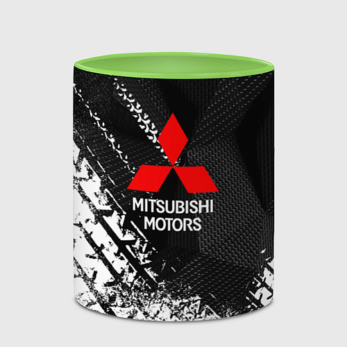 Кружка цветная Mitsubishi - След протектора / 3D-Белый + светло-зеленый – фото 2