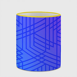 Кружка 3D Синий градиент geometry, цвет: 3D-желтый кант — фото 2