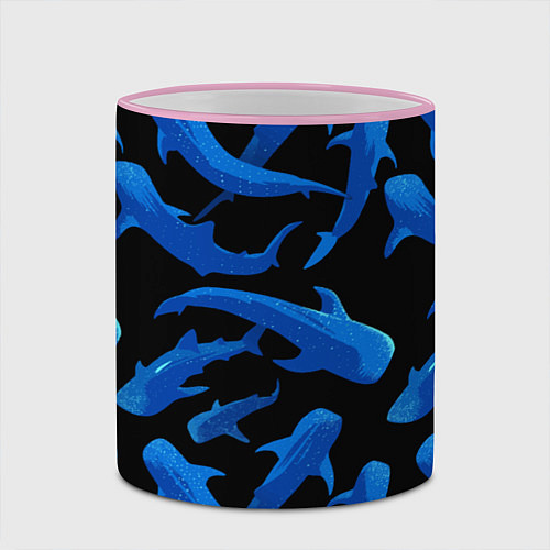 Кружка цветная Стая акул - паттерн / 3D-Розовый кант – фото 2