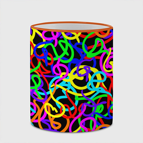 Кружка цветная Неоновый беспорядок / 3D-Оранжевый кант – фото 2