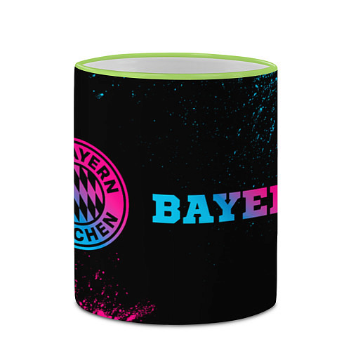 Кружка цветная Bayern - neon gradient: надпись и символ / 3D-Светло-зеленый кант – фото 2