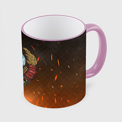 Кружка цветная Герб СССР на фоне огня