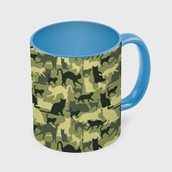 Кружка цветная Кошачий камуфляж в зеленой гамме