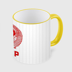 Кружка 3D Герб СССР - Советский союз, цвет: 3D-желтый кант