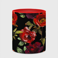 Кружка 3D Цветы Нарисованные Розы На Чёрном Фоне, цвет: 3D-белый + красный — фото 2