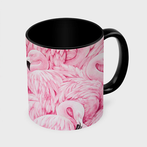 Кружка цветная Pink Flamingos / 3D-Белый + черный – фото 1