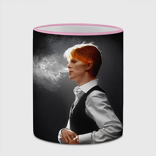 Кружка цветная David Bowie - Thin White Duke / 3D-Розовый кант – фото 2