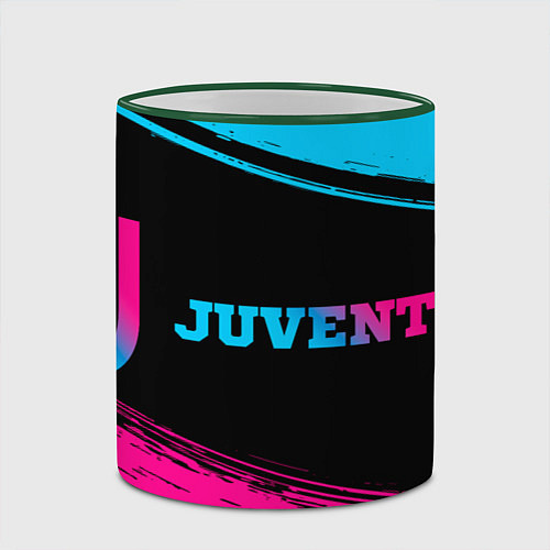 Кружка цветная Juventus - neon gradient: надпись и символ / 3D-Зеленый кант – фото 2