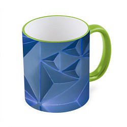 Кружка 3D Неоновая киберпанк броня - Синий, цвет: 3D-светло-зеленый кант