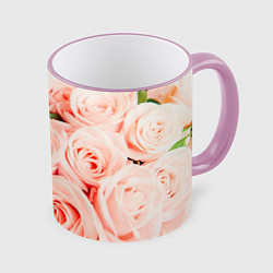 Кружка 3D Нежно - розовые Розы, цвет: 3D-розовый кант