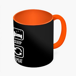Кружка 3D Eat, sleep, Counter Strike, repeat, цвет: 3D-белый + оранжевый