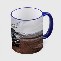 Кружка 3D Toyota Land Cruiser in the mountains, цвет: 3D-синий кант