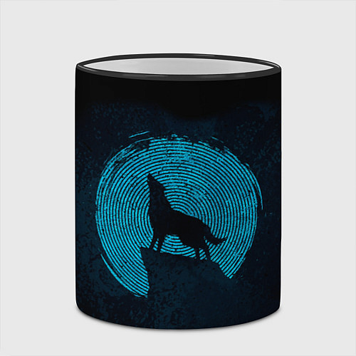 Кружка цветная Силуэт волка / 3D-Черный кант – фото 2