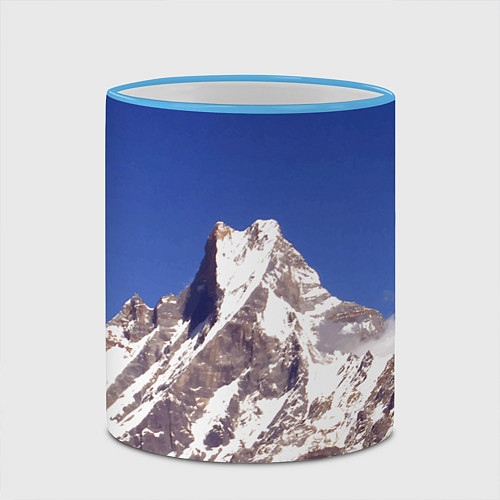Кружка цветная Мачапучаре, священная гора - дом бога Шивы, закрыт / 3D-Небесно-голубой кант – фото 2