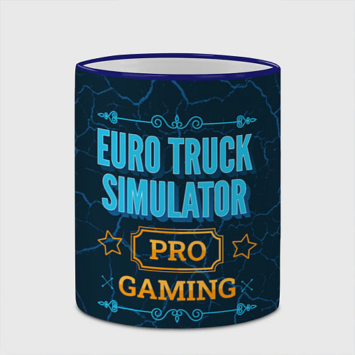 Кружка цветная Игра Euro Truck Simulator: pro gaming / 3D-Синий кант – фото 2