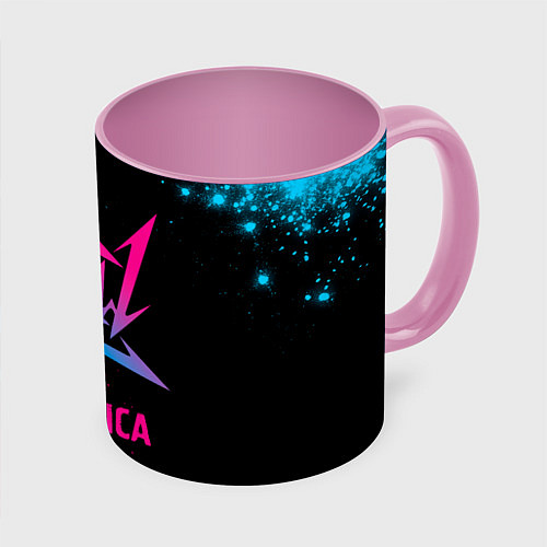 Кружка цветная Metallica - neon gradient / 3D-Белый + розовый – фото 1