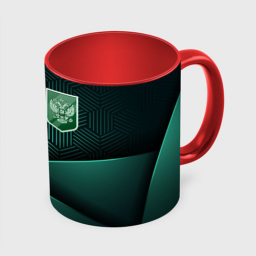 Кружка цветная Зеленый герб России / 3D-Белый + красный – фото 1