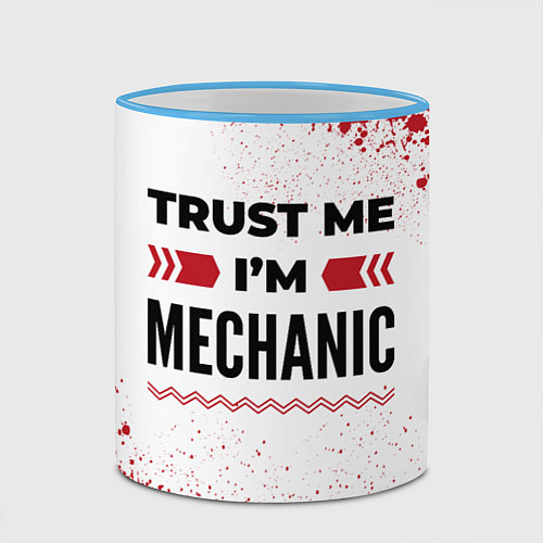 Кружка цветная Trust me Im mechanic white / 3D-Небесно-голубой кант – фото 2