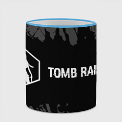 Кружка 3D Tomb Raider glitch на темном фоне: надпись и симво, цвет: 3D-небесно-голубой кант — фото 2