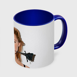 Кружка 3D Эмбер Хёрд с розой, цвет: 3D-белый + синий