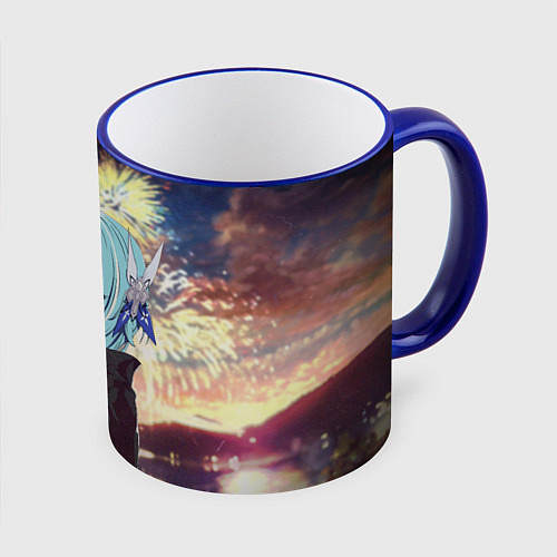 Кружка цветная Genshin Impact - Eula Inazuma / 3D-Синий кант – фото 1