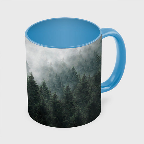 Кружка цветная Туманный хвойный лес / 3D-Белый + небесно-голубой – фото 1