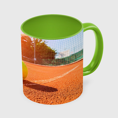Кружка цветная Теннис - рассвет / 3D-Белый + светло-зеленый – фото 1