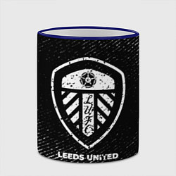 Кружка 3D Leeds United с потертостями на темном фоне, цвет: 3D-синий кант — фото 2