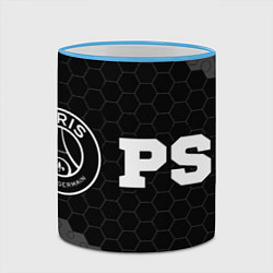 Кружка 3D PSG sport на темном фоне: надпись и символ, цвет: 3D-небесно-голубой кант — фото 2