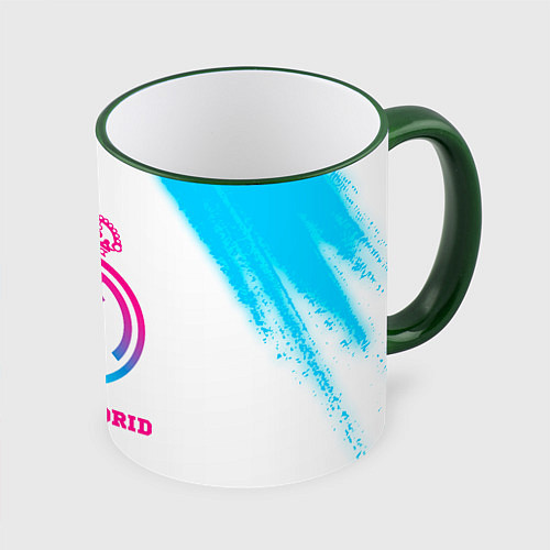 Кружка цветная Real Madrid neon gradient style / 3D-Зеленый кант – фото 1