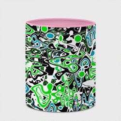 Кружка 3D Зелено-голубой абстрактный узор, цвет: 3D-белый + розовый — фото 2