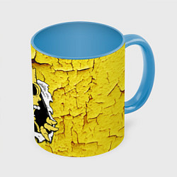 Кружка цветная Скелет Барта Симпсона разрывает штукатурку стены