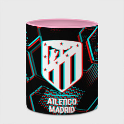 Кружка 3D Atletico Madrid FC в стиле glitch на темном фоне, цвет: 3D-белый + розовый — фото 2