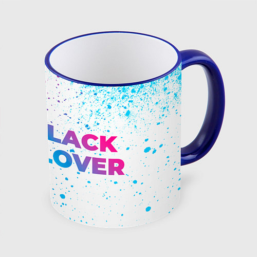 Кружка цветная Black Clover neon gradient style: надпись и символ / 3D-Синий кант – фото 1