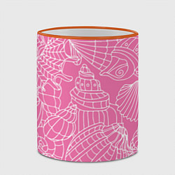 Кружка 3D Океанские ракушки - паттерн, цвет: 3D-оранжевый кант — фото 2