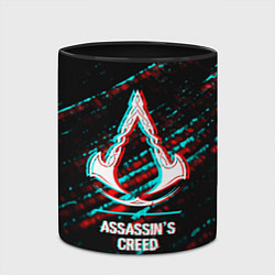 Кружка 3D Assassins Creed в стиле glitch и баги графики на т, цвет: 3D-белый + черный — фото 2