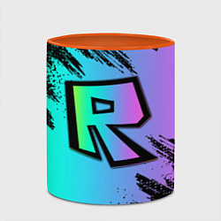Кружка 3D Roblox neon logo, цвет: 3D-белый + оранжевый — фото 2