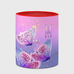 Кружка 3D BTS красивые бабочки, цвет: 3D-белый + красный — фото 2