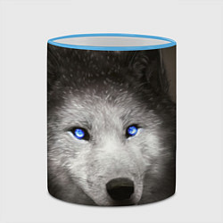 Кружка 3D Волчица с голубыми глазами, цвет: 3D-небесно-голубой кант — фото 2